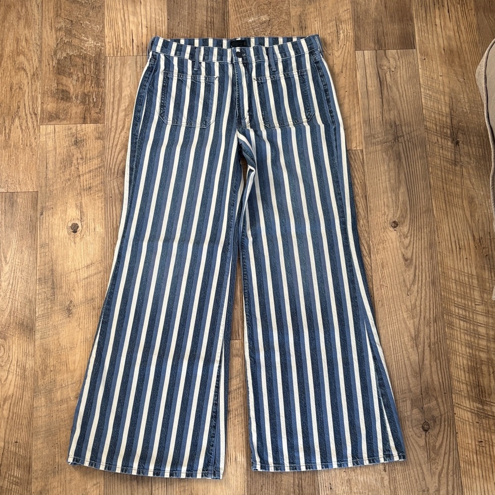MOTHER Blue and Cream Striped Jeans